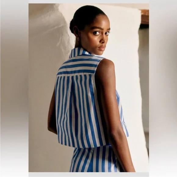 NEW Sezane Harmonie Striped Cotton Top - Picture 2 of 6